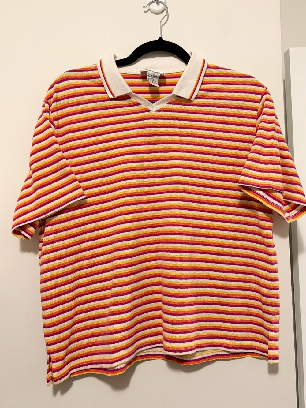 VINTAGE 90’s GREAT LAKES COUNTRY STRIPED POLO V NECK COTTON SHIRT SIZE LARGE